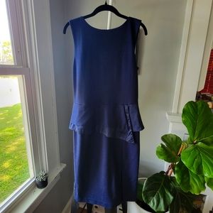 Navy blue peplum pencil dress size large
